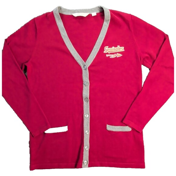 Florida State Seminoles Button Up Sweater Womens Small Red Lady Vessi Preppy - Picture 1 of 9